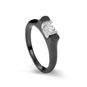 Inel ceramic negru cu argint si piatra DiAmanti CS-1182-AS (Argint 925‰ 0,2 g.)